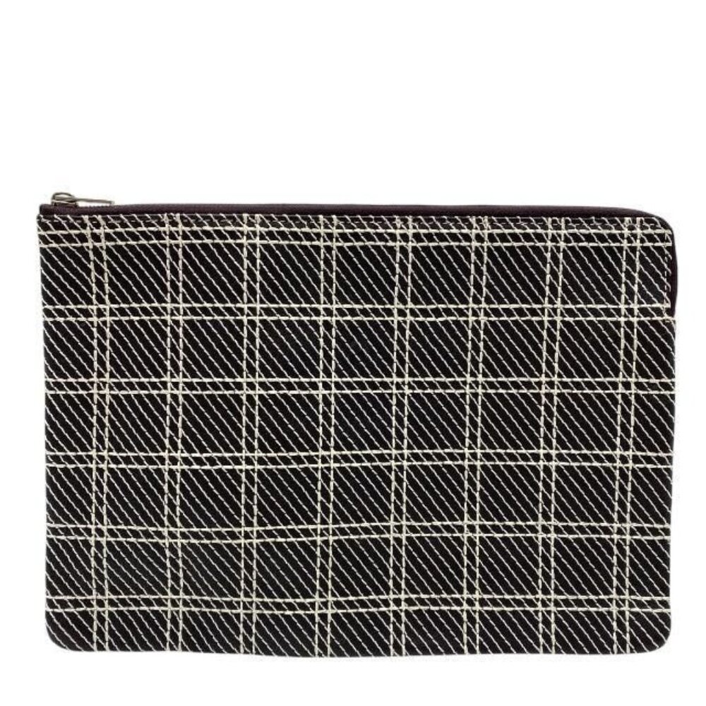 Celine Clutch Pochette Second Bag Check Dark Brown Bicolor - Picture 1 of 9